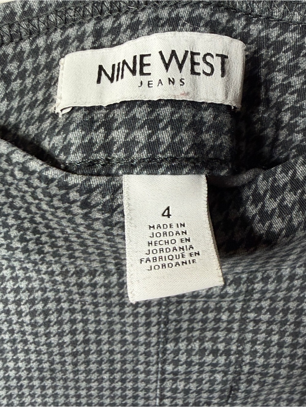 Nine West Black & Gray Houndstooth Slim Pull-On Trousers Skinny Career Pants - Picture 3 of 5